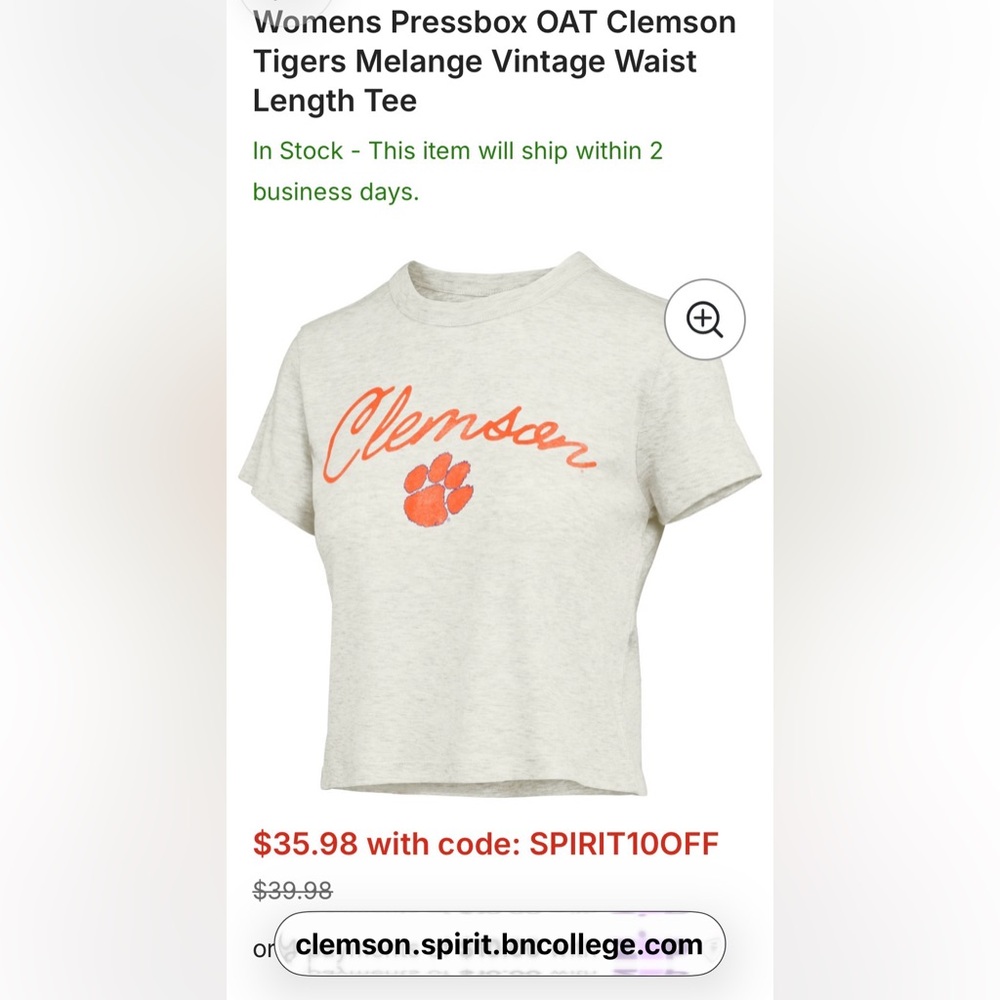 Vintage 1980s CLEMSON Logo White Short Sleeve T-shirt; Woman XS ; NWT - Picture 5 of 5